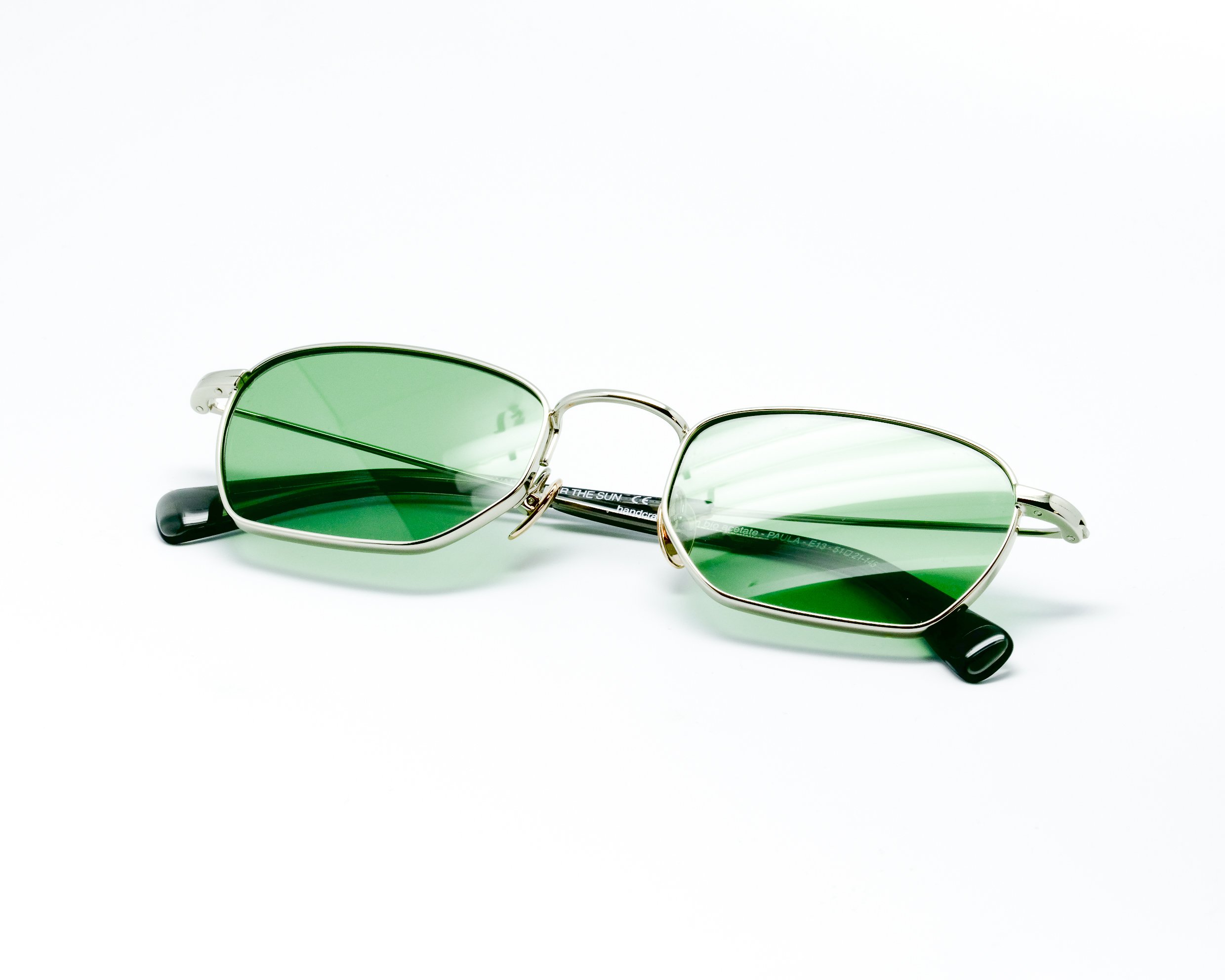Paula E13 — Lunettes or pâle rectangulaires, verres verts Carl Zeiss