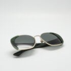 Sara E9 - Pale gold crystal green glasses, green Carl Zeiss lenses