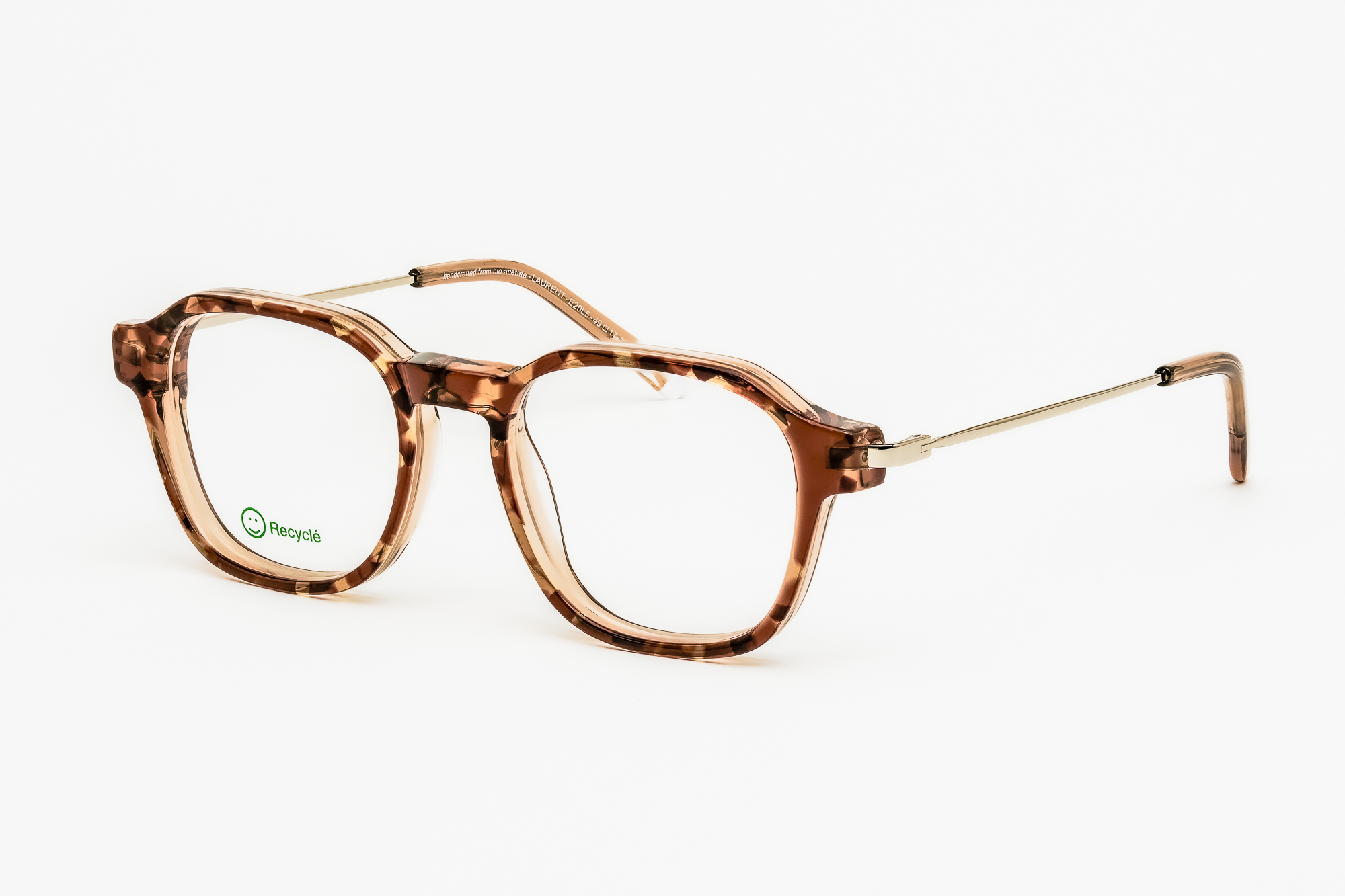 Laurent E20L5 — Monture optique carrée en acétate noir profond et acier recyclé. Sobriété et présence.