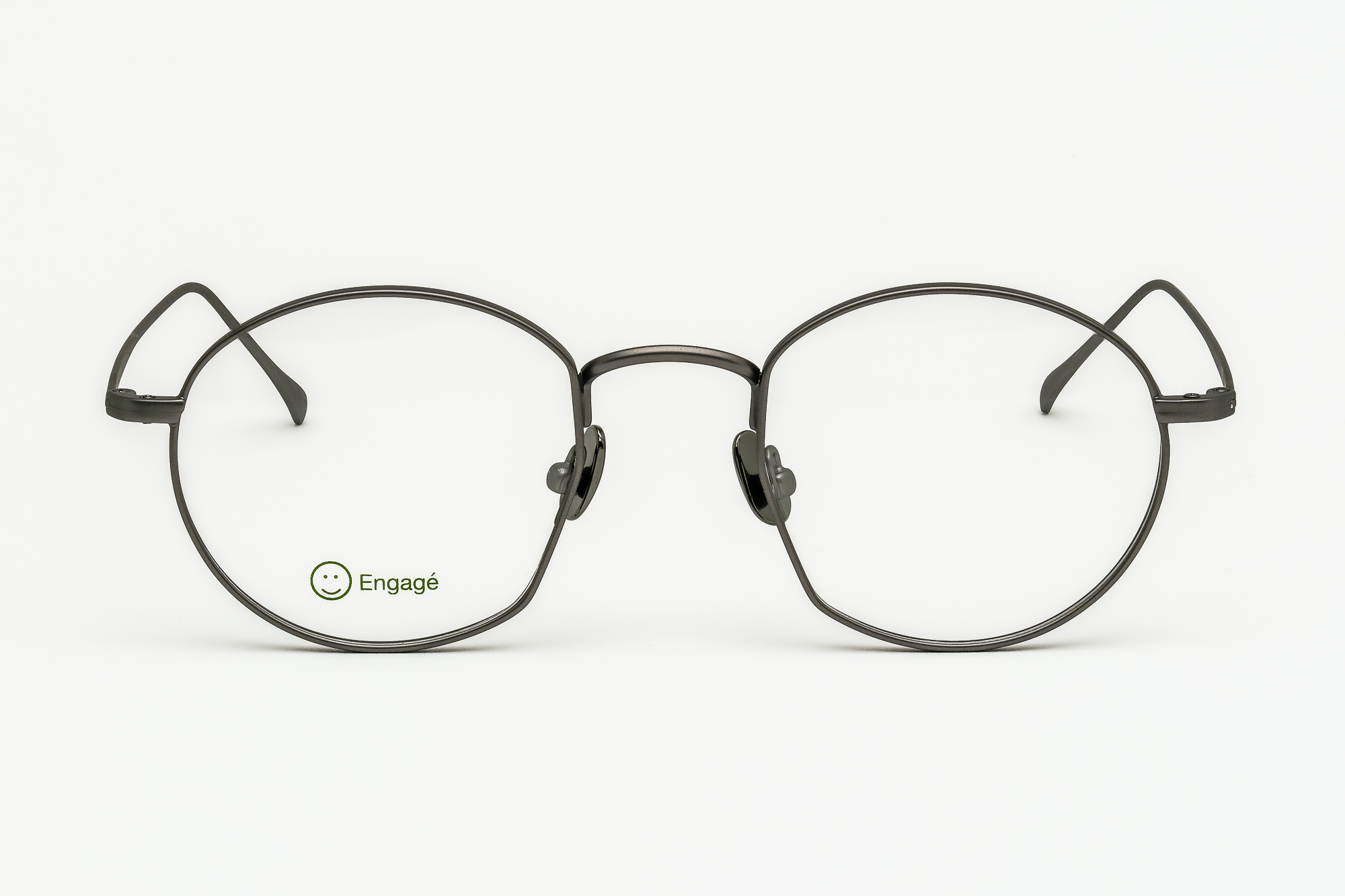 Marion Mat Gun — Monture optique fine en métal Betasteel mat. Sobriété et précision.