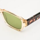 Lunettes de soleil CED E18E20 en bio-acétate champagne avec branches écaille foncé et verres vert profond Carl Zeiss® catégorie 3. Protection UV optimale et design lumineux.